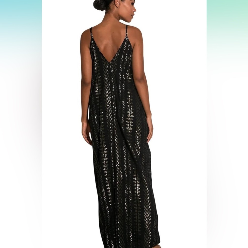 COPY - Elan Navy and Metallic Gold Maci Dress M